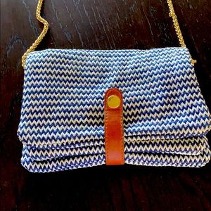 Blue and White woven clutch